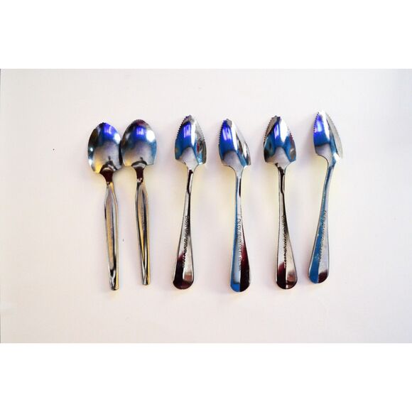 Grapefruit Spoons Serrated Set Of 6 Stainless Steel - Picture 2 of 4